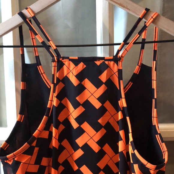 Rachel Kate junior’s geometric pattern flowy dress in orange and black size S - Picture 5 of 7